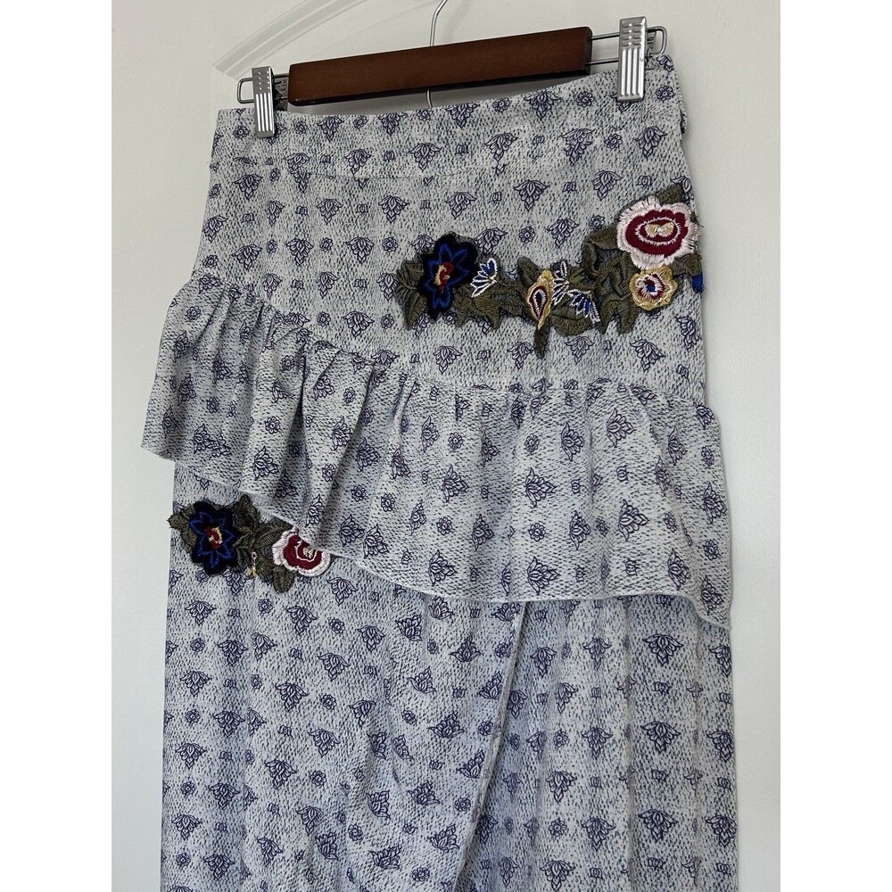 Jaase XL Boho Maxi Skirt Tiered Ruffle Wrap Floral Embroidered Festival Flowy - Picture 4 of 11